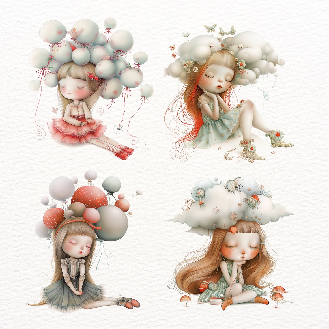 Dreaming Girl Clipart, Little Girl Day Dream PNG, Adorable Girl Image ...