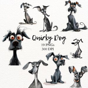 Quirky Dog Clipart Transparent Watercolor PNG Funny Animal Drawing Cute Pet Illustrations Whimsical Junk Journal Art Big Eyes Dog Graphic