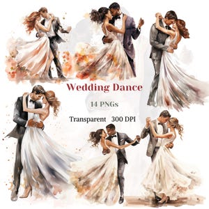 Baile de boda Clipart acuarela PNG transparente amorosa pareja romántica fiesta de bodas diversión novio orgullo juntos tanto amor descarga instantánea