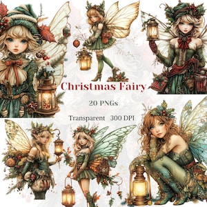 Noël Fée Clipart Transparent PNG Noel Hiver Graphique Fêtes Fille Dessin Jolie Forêt Fée Image Rustique Lanterne Fée Art