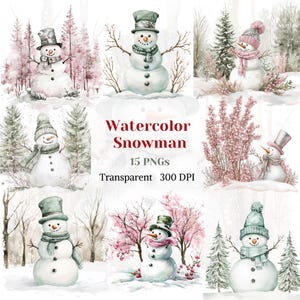 Aquarela Boneco De Neve Clipart Transparente PNG Noel Winter Gráfico Festivo Feriados Baixar Nevando Imagem de Natal Verde Rosa Bonito Boneco de Neve Arte