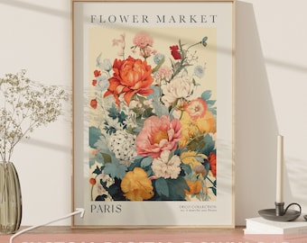 Custom Flower Market Romantic Poster DIGITAL DOWNLOAD, gallery wall art print, Printable art, Botanical poster Floral Art, Personalized Art