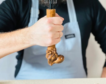 Handmade Octopus Umbrella: Carved Wooden Handle, Gothic Parasol