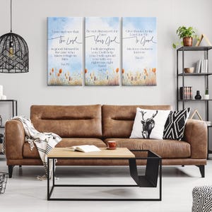 Bible verse Wall Art, The Lord is Good, Christian home decor, 3 piece canvas set, Scripture art, inspirational quotes, Psalm 34, Isiah 41.