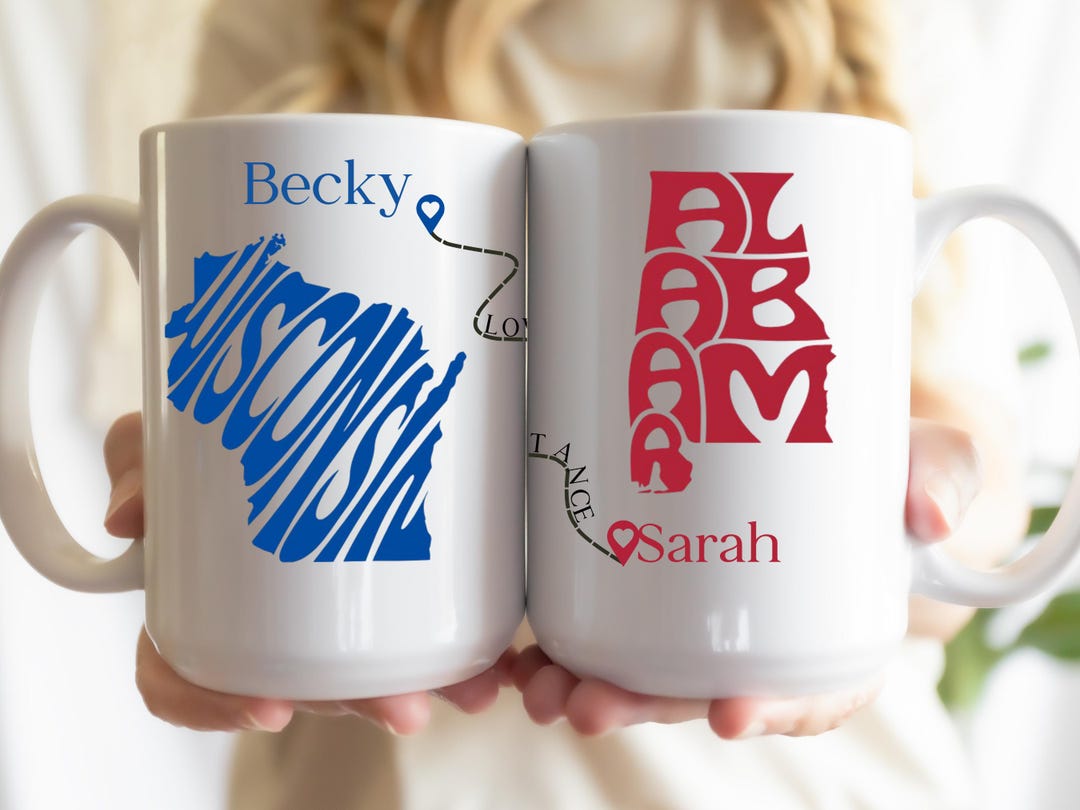 State Mugs Personalized Two State Mug, Long Distance Gifts, Family Gift Mugs ...