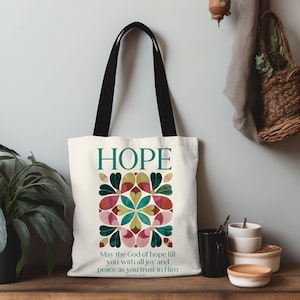 Christian tote bag, Faith Hope Love, Bible bag, Bible verse gift, Faith tote, Christian Girl gift, Baptism gift, Chruch bag, Scripture gift.