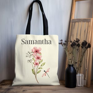 Personalized tote bag, Prayer warrior gift, Bible study bag, Christian tote, Church group gifts, Flower tote, Church bag, Flower tote bag.