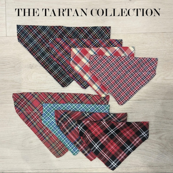 Collezione Tartan Bandana per cani, Fazzoletto da collo fatto a mano per cuccioli, Sopra colletto, Regalo elegante e carino, Riempitivo per calze per cravatta per amante dei cani