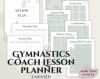 Digital Gymnastics Lesson Planner | Printable Files | Lesson Plan | Gymnastics Coach | Coaching | Green