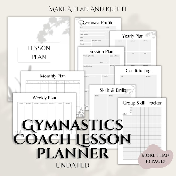 Digital Gymnastics Lesson Planner | Printable Files | Lesson Plan | Gymnastics Coach | Coaching