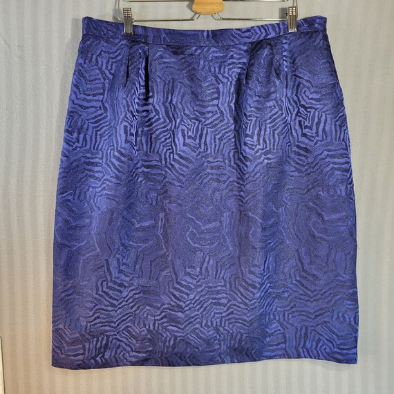 vintage le suit womens skirt size 22W blue print … - image 1