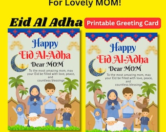 Printable Eid Al Adha Card for Mom: Heartfelt Digital Greeting (PDF, JPG Included)