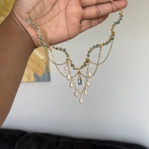 dainty elegant mermaid necklace with lustrous pearls, mermaid aesthetic, beach theme jewelry, unique handmade jewelry