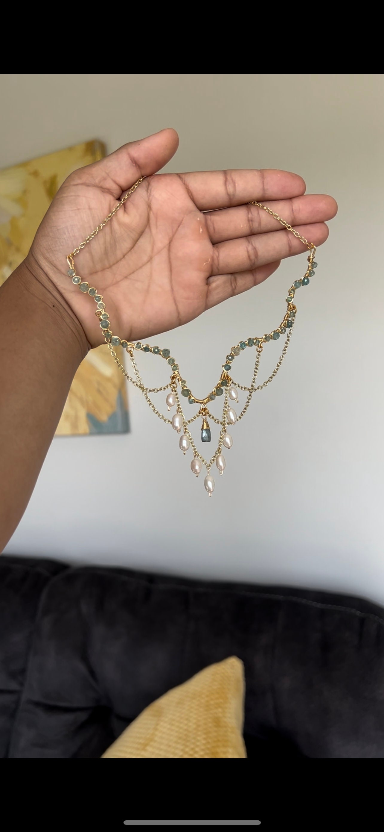 dainty elegant mermaid necklace with lustrous pearls, mermaid aesthetic, beach theme jewelry, unique handmade jewelry