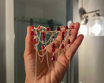 fairycore fantasy choker, fairytail ethereal chandelier style choker, chain choker, fantasy jewelry