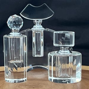 Vintage Set of 3 Oleg Cassini Perfume Bottles with Stoppers