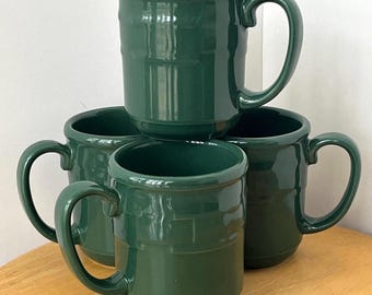 Zestaw 4 filiżanek/kubków do kawy Longaberger Woven Traditions Pottery Ivy Green