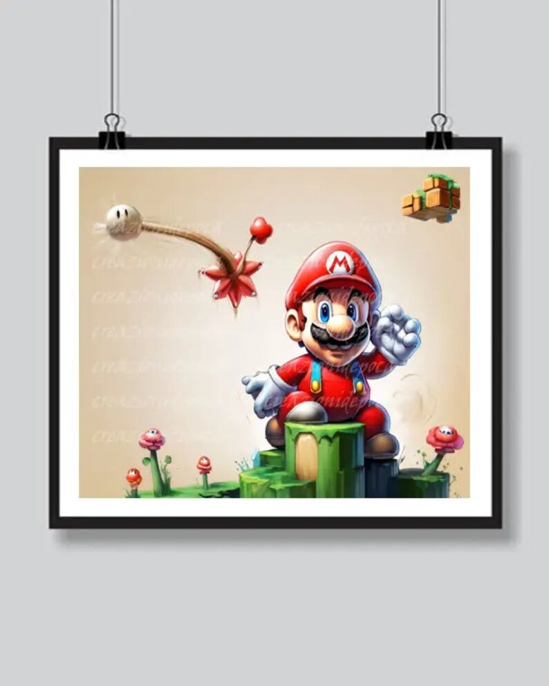 Super Mario Bros Poster Printable Digital Prints Wall Art Home Decor