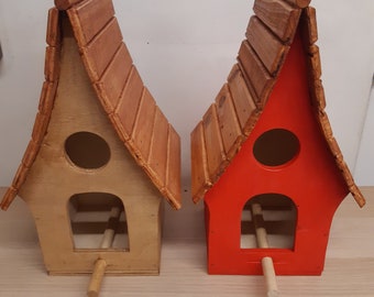 Casetta per uccelli- casa per uccelli fatte a mano-arte del giardino-mangiatoia da appendere all'aperto