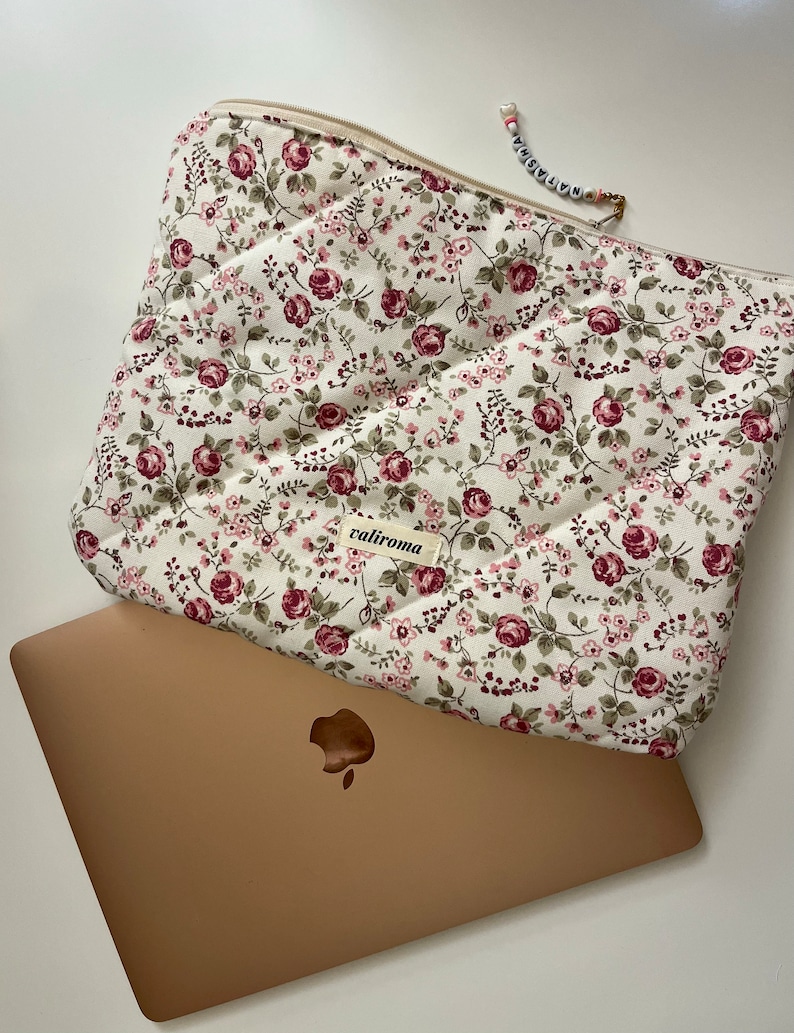 Vintage Floral Personalised Handmade Laptop Sleeve Personalised Charm