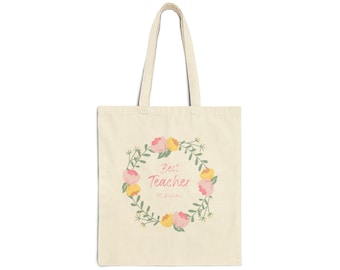 Best Teacher Personalized Cotton Canvas Tote Bag