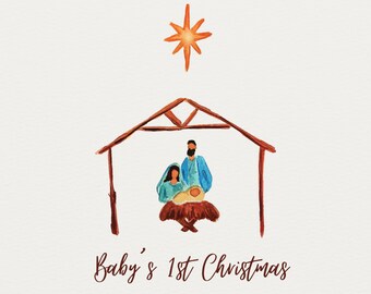 Baby's 1st Christmas Nativity Scene, Printable, Print and Frame, Baby's First Christmas