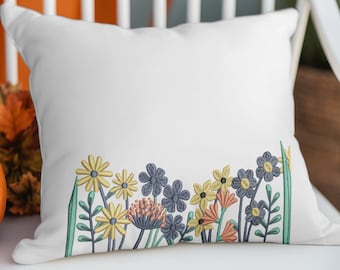 Diseño de bordado de flores silvestres: Patrón floral con 6 tamaños – Descarga instantánea de archivo PES para máquina de bordar