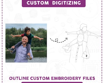 Photo to Embroidery Design: Custom Outline Portrait Digitizing - Logo, Name Patch - Line Art Portrait