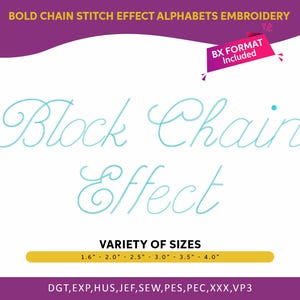 Bold Chain Stitch Font Dense Chain Machine Embroidery Designs, Script Font, A-Z sorted, Monogram fonts, 6 Sizes, PES DST - Instant Download