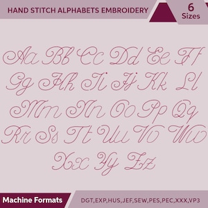Hand Chain Stitch Font Dense Chain Machine Embroidery Designs, Script Font, A-Z sorted, Monogram fonts, 6 Sizes, PES DST - Instant Download