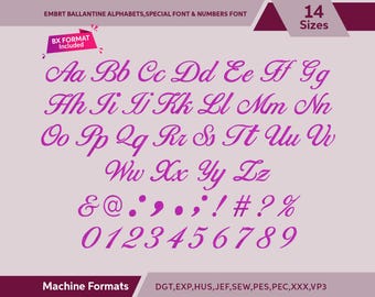 Ballantines Script Embroidery Font Bx Typable Alphabet: 14 Sizes Name Pattern– Quote Embroidery