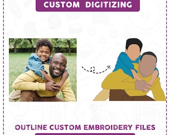 Custom Photo to Embroidery Digitizing: Personalize Portrait from Picture – Pet, Family, Logo – Machine Embroidery