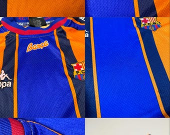 Rare FC Barcelona 1997/98 Away Jersey Kappa Orange Blue