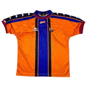 Rare FC Barcelona 1997/98 Away Jersey Kappa Orange Blue Vintage Size L | Retro Barca Football Shirt