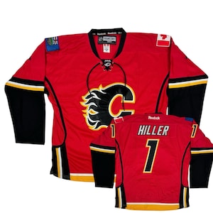 Calgary Flames #1 Jonas Hiller Authentic NHL Hockey 2013 jersey size 50