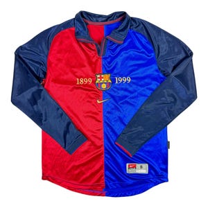 Rare Barcelona 1999/2000 Home Jersey 100 Years LS Shirt Size S Men’s 1899–1999 Vintage Football Kit