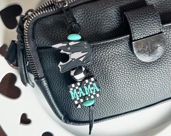 Checkered Moto Mama Keychain