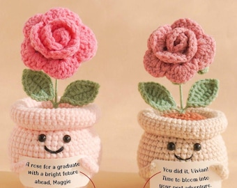 Custom Graduation Crochet Flower Individual Gift for Graduate Highschool Congratulations Graduating Nurse Gifts for Her College Graduation