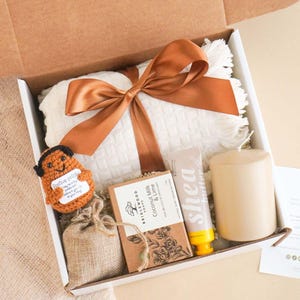 Hygge Gift Box Earthy Fall Gift Basket Corporate Gift Set Customizable Employee Self Care Thank You Gifts for Women Birthday Thinking of You