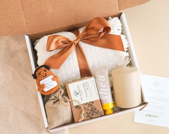 Hygge Gift Box Earthy Fall Gift Basket Corporate Gift Set Customizable Employee Self Care Thank You Gifts for Women Birthday Thinking of You