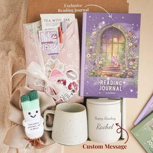 Cesta de regalo misteriosa para una cita a ciegas con una caja de libros, spa, caja de autocuidado para amantes de los libros, regalo para ratones de biblioteca, diario de lectura, set de regalo para amantes de los libros.