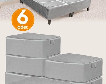 6er-Set - Große Basalt- und Sofabettkissen Bettwäsche Tröster 1Deckenkissen Bettwäsche / Tasche mit Griffen / Kleiderschrank Unterbettaufbewahrung