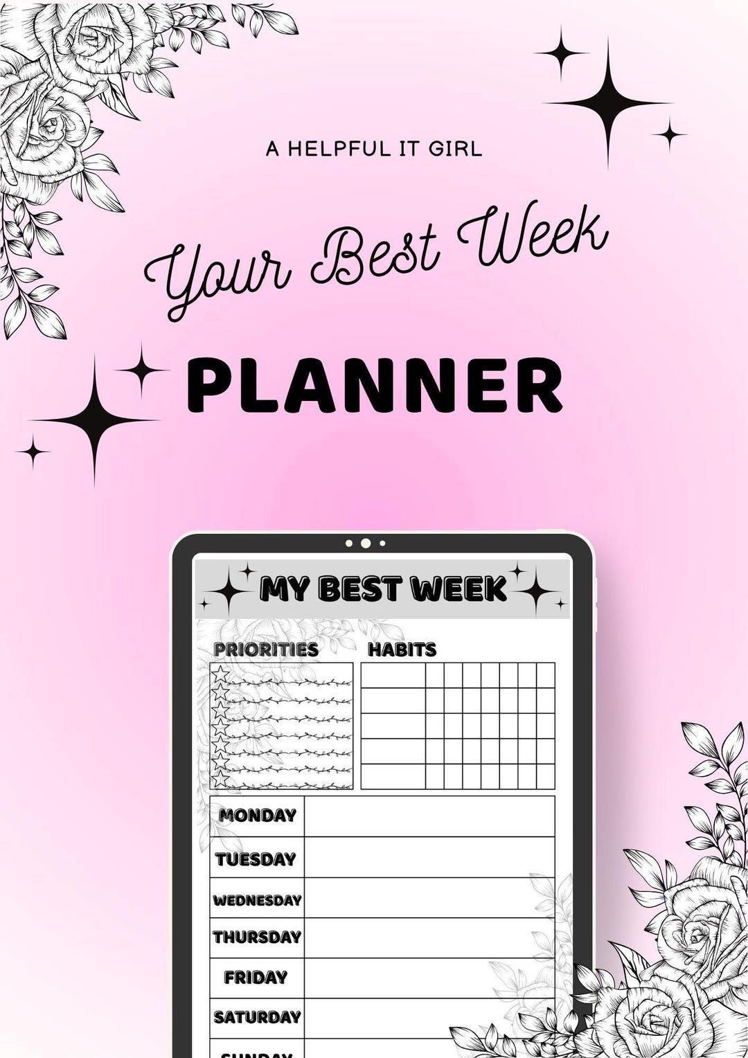 Week Topper My Best Week Weekly Planner Printable | Minimal Habit Tracker | Weekly ...