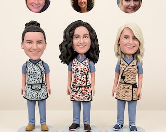 Muñeco cabezón personalizado a partir de una foto, muñeca femenina personalizada, regalo para enfermera, peluquera, compañera de trabajo o jefa