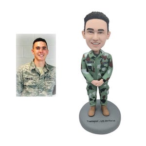 Custom Military Bobblehead Figurine Personalized from Photo, Unique Gift for Soldiers, Army, Navy, Air Force, Military Keepsake