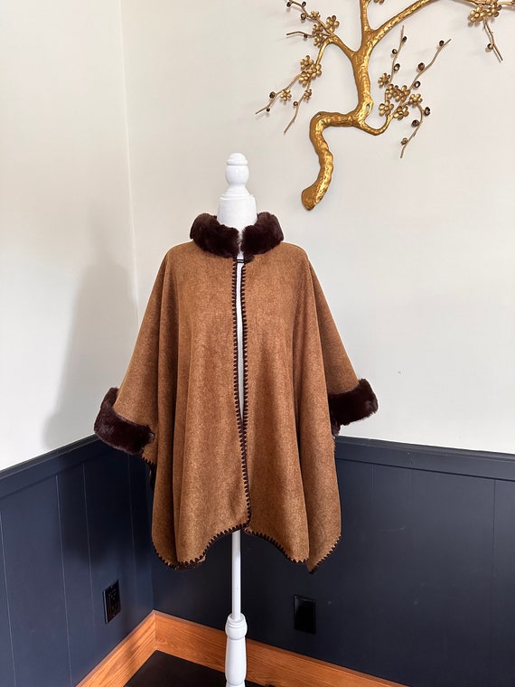 60’s style sherpa /faux fur cape