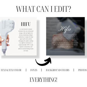 Perfect for esthetic professionals who want to simplify content creation while keeping a minimalist and luxury look. This HIFU Canva template bundle includes marketing graphics, treatment education, pricing info, and visual content to highlight the results of non-surgical facelift treatments. Great for skin care clinics, medical spas, and solo estheticians who want to post consistently with a clear brand voice.