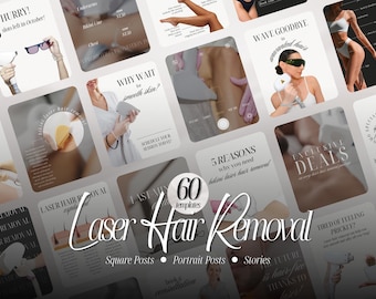 Laser Hair Removal Instagram Templates – Social Media Content for Med Spas & Clinics (Canva Designs)