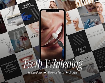 Teeth Whitening Instagram Templates, Dental Clinics Social Media Content, Canva Designs
