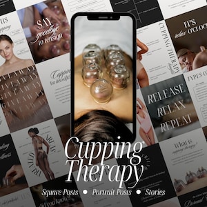 Cupping Therapy Instagram Templates, Spa & Wellness Clinic Social Media Content, Canva Designs